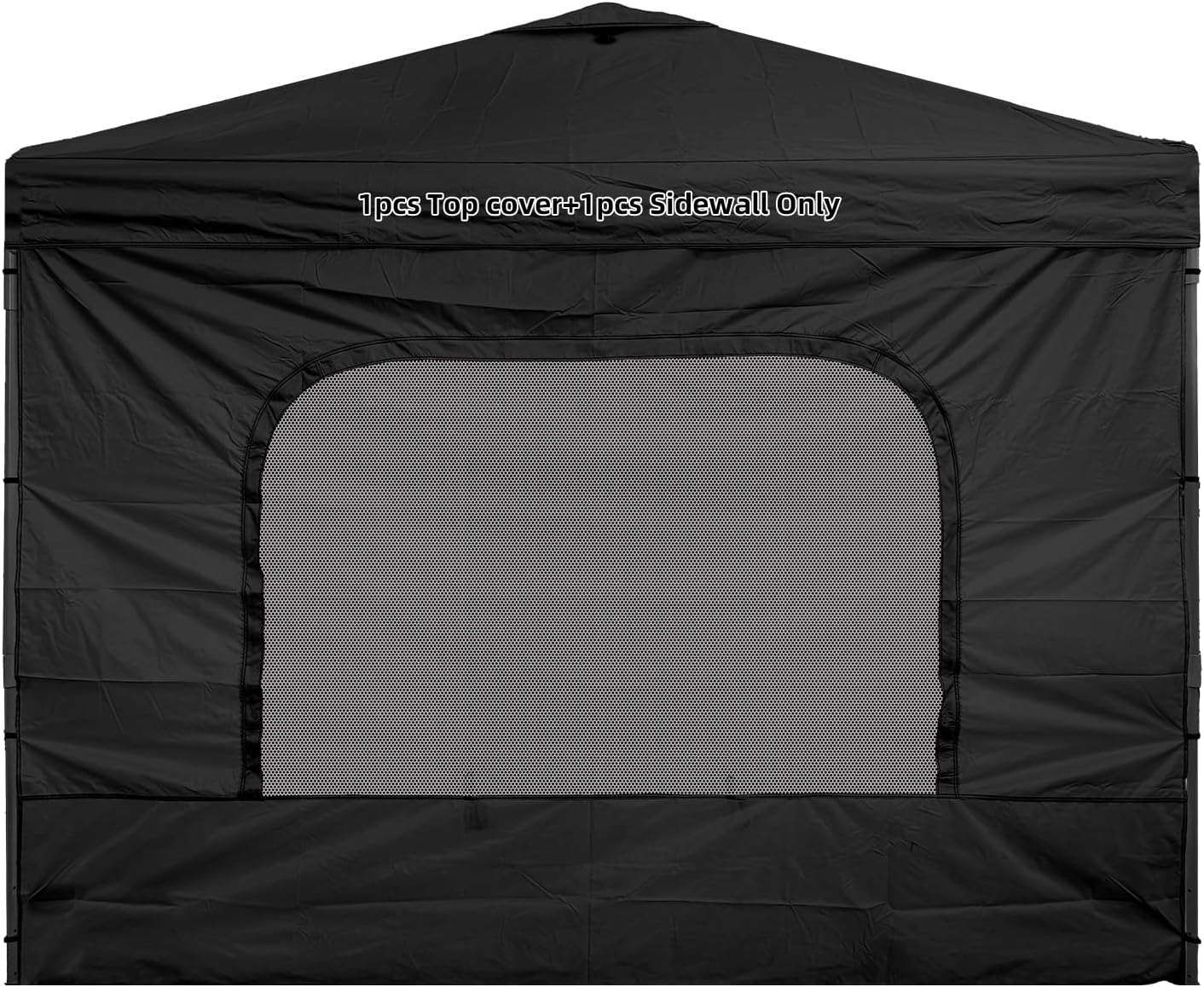 10x10 Replacement Canopy Top with Mesh Window Sidewalls for Pop Up Canopy Tent, Black (1pcs Sidewall & 1pcs Top Cover Only)