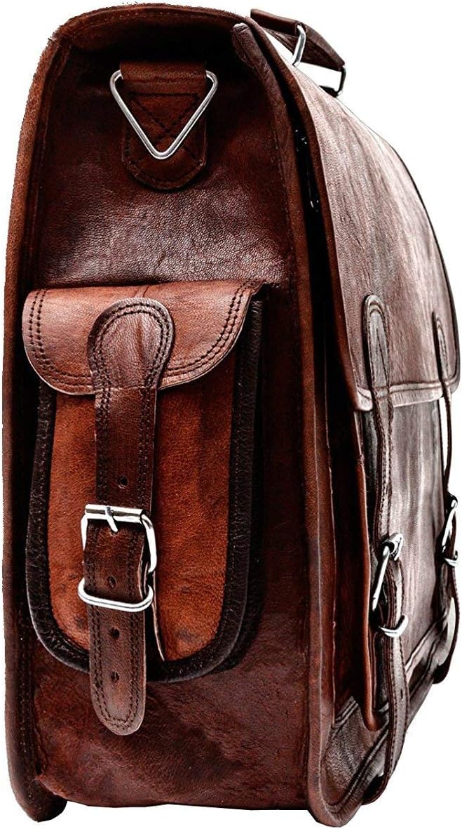 Brown Leather Messenger Bag For Men 18 Inch Big Women Shoulder Cross Body Brown Laptop Computer Briefcase Bag - Best Vintage Look