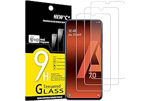 3 Pack Designed for Samsung Galaxy A70 Screen Protector Tempered Glass, Case...