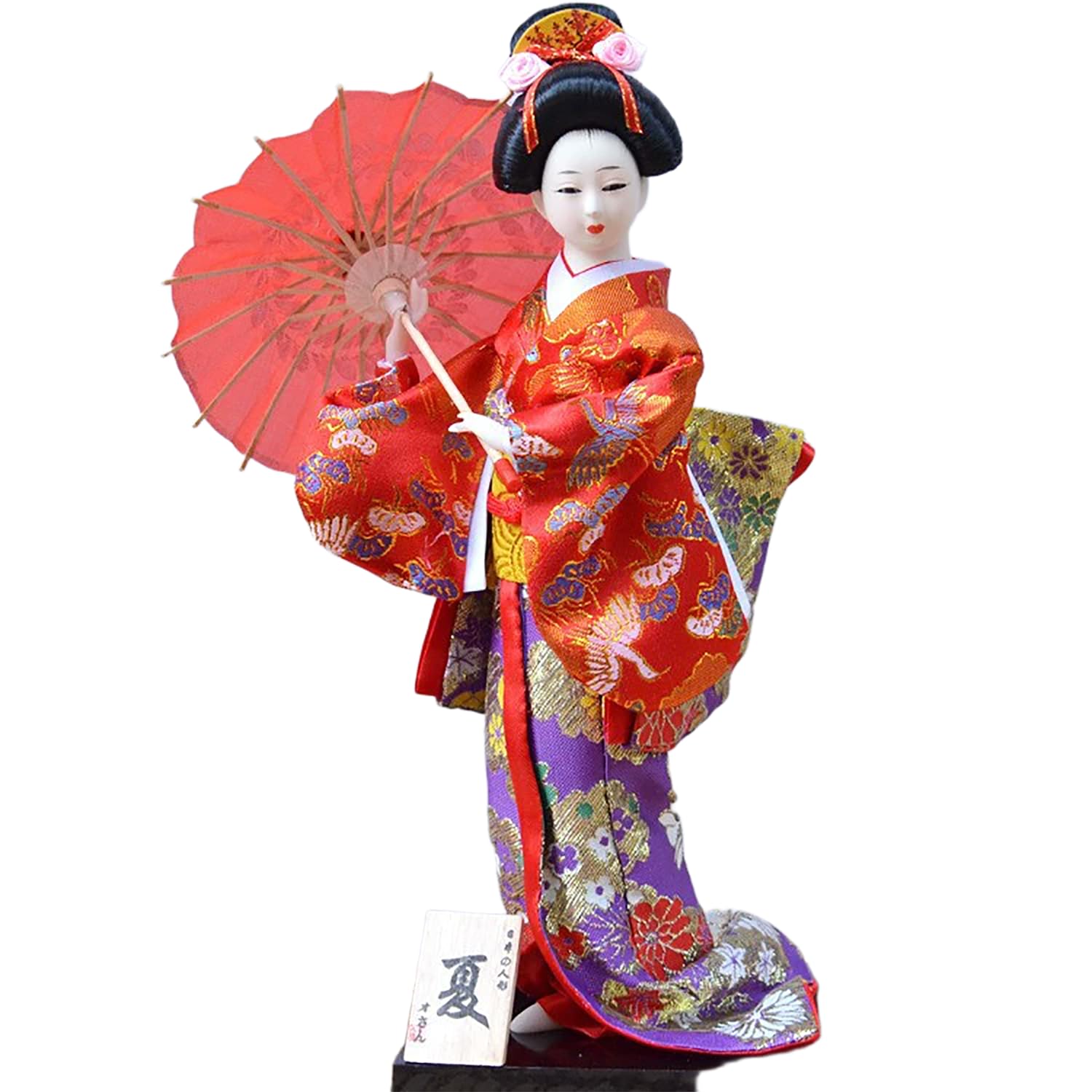 Japanese Geisha Doll Kimono Resin Figure 13in White Decoration Japan