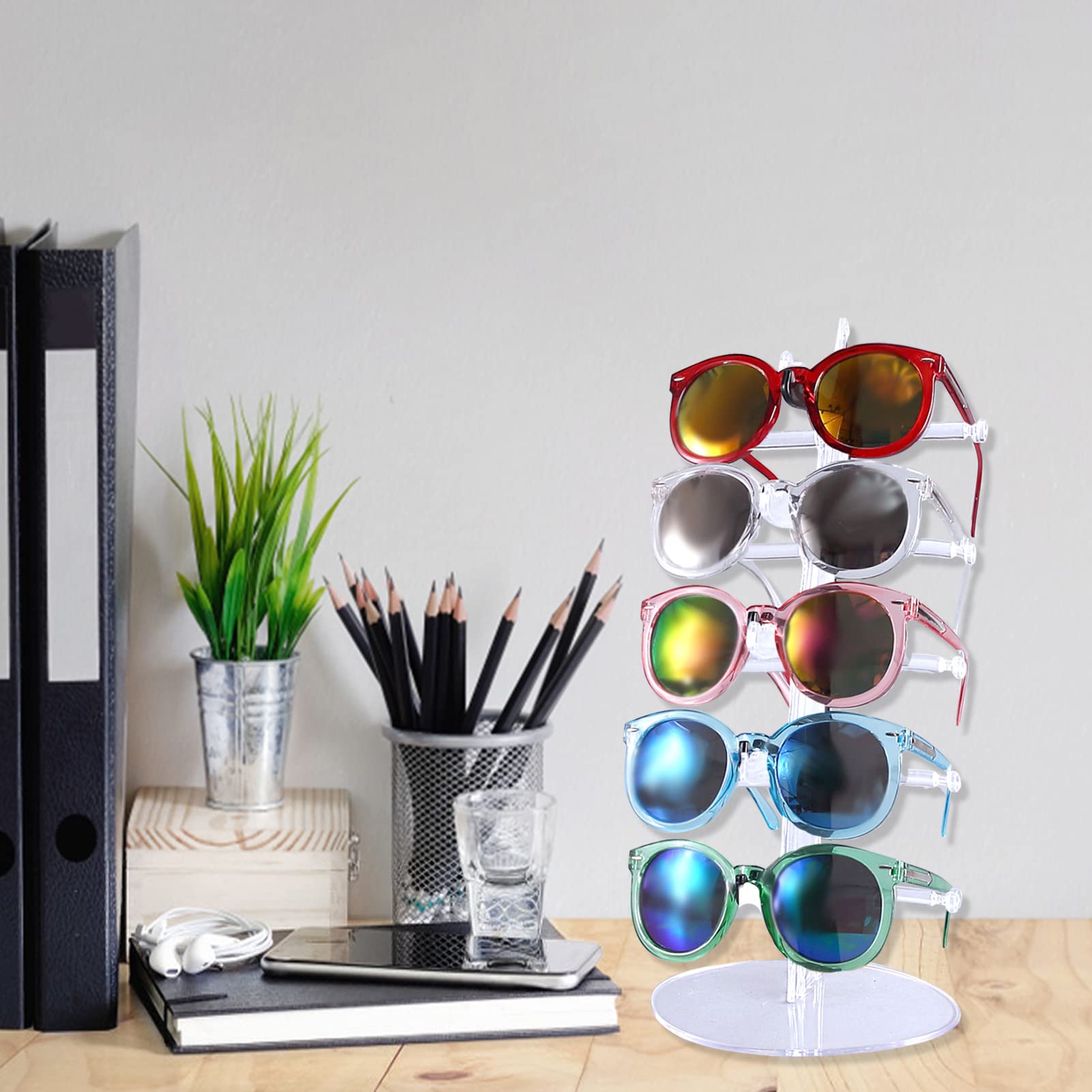 Espositore per Occhiali da Sole a 5 Strati, Porta Occhiali da Esposizione in Plastica, Occhiali da Sole Rack, Occhiali Stand, Adatto per Riporre Occhiali da Sole,Occhiali Miopia,Occhiali da Lettura