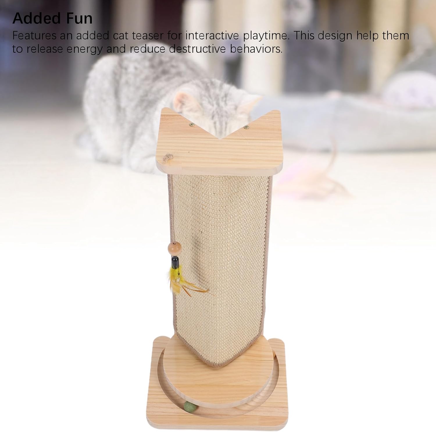 Yosoo Adjustable Height Pine Wood Cat Wall Corner Scratcher, Protect Furniture Stable Structure Scratching Pad for Interactive Playtime with Cat Teaser, for Indoor Home Use