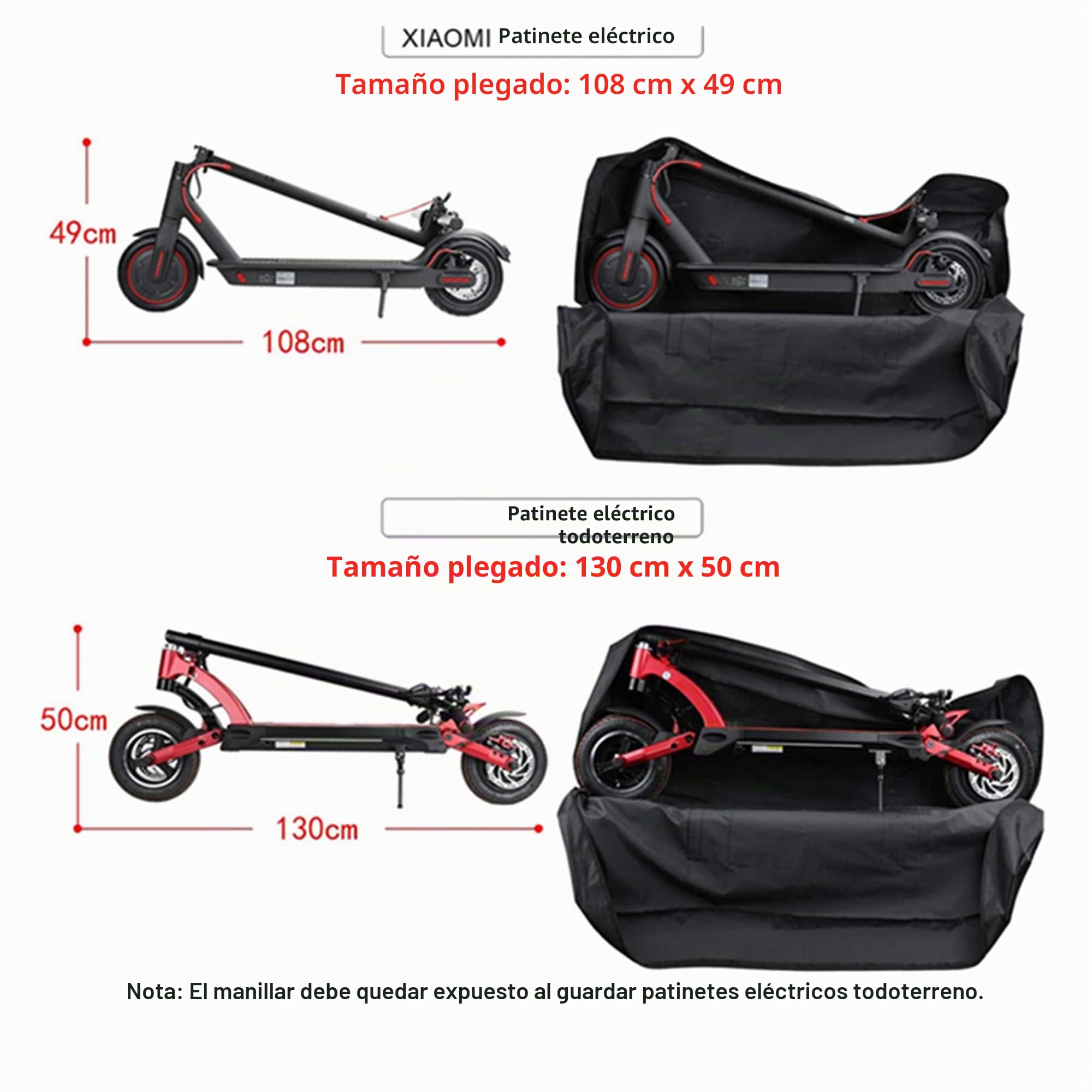 Bolsa de transporte para scooter eléctrico, bolsa de transporte plegable para scooter, mochila de hombro, resistente para Mijia M365 / M365 Pro Xiaomi Segway (negro)