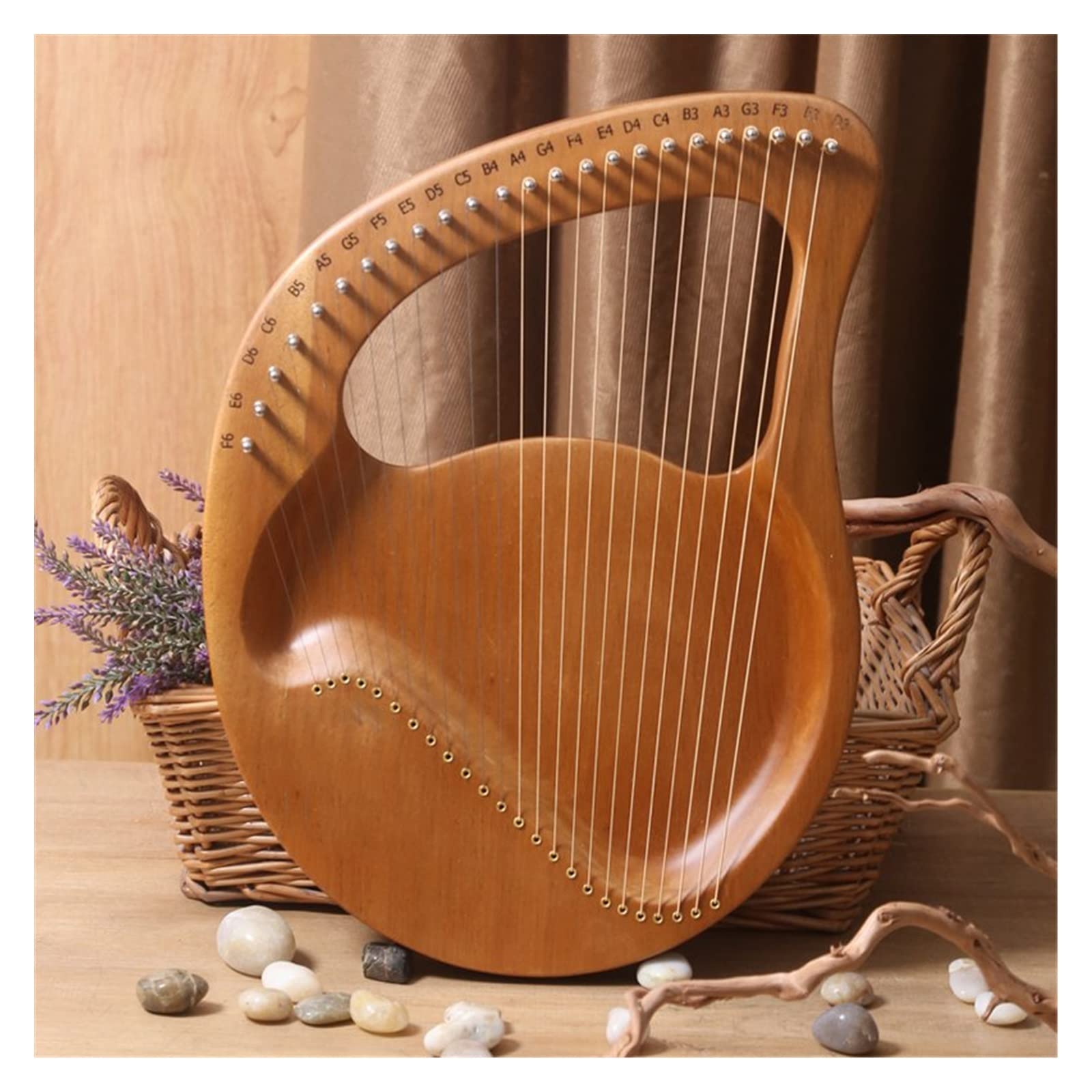 Harfen 24 Saiten Leier Leier Harfe Aus Holz Mahagoni Harfe Musikalisches Anfängerinstrument (Color : 3/4)