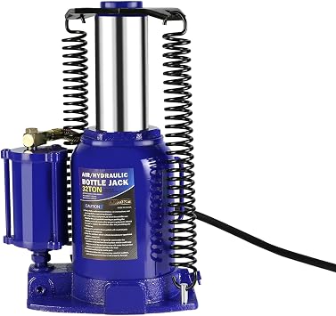 Pneumatic Air Hydraulic Bottle Jack, 32 Ton/64,000 LBS All Welded Bottle Jack, 10.4-16.3 inch Lifting Range, with Manual Hand Pump & Handle,Heavy Duty Auto Truck Travel Trailer Repair Lift Blue