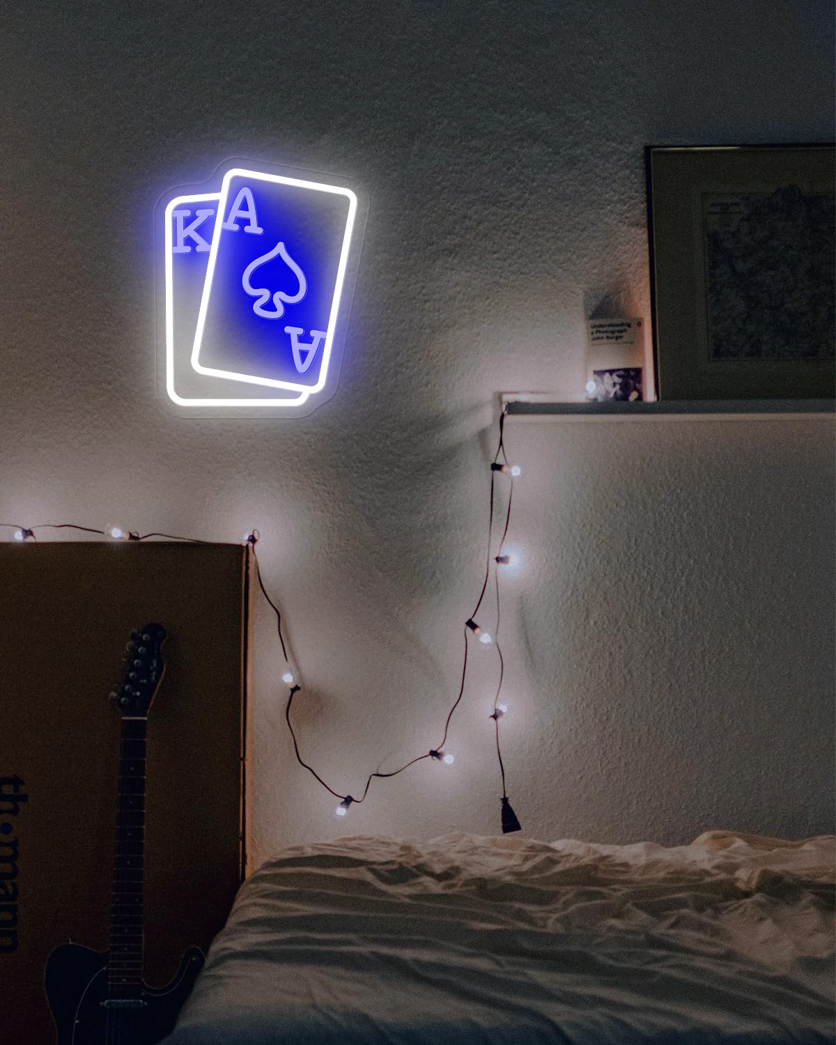 GAME ON Neon Sign for Wall Decor, LED Neon Gamer Sign for Arcade Room, Game Room, Bedroom, Kids, Boyfriend, Gifts Stepless Dimmable: Blue-Poker Medium Size