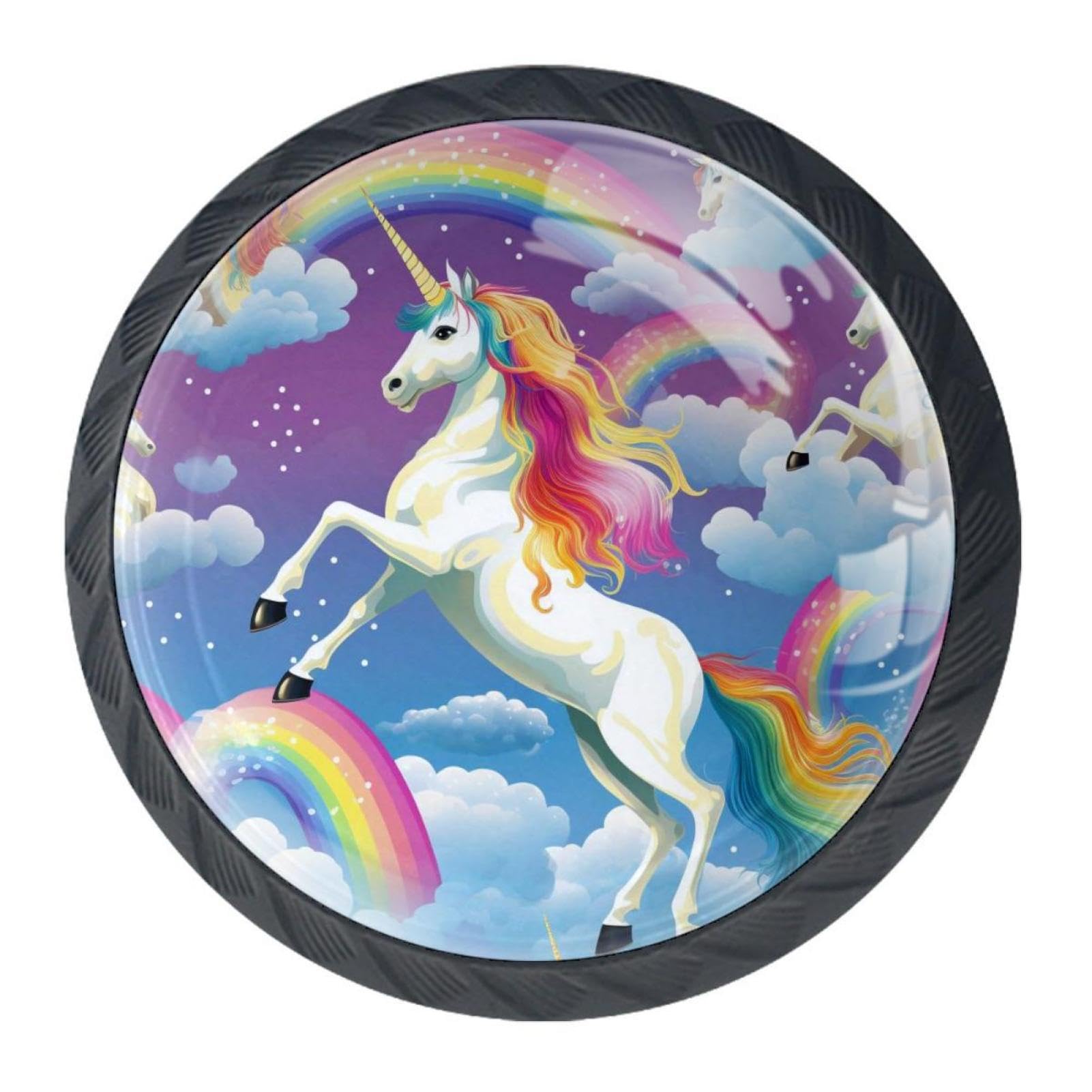 Luoweisi Multi 9 4Pcs Drawer Knobs Unicorn Rainbow Cabinet Knobs Cupboard Handles Hardware Round Mushroom Door Pull Handle For Cabinet Wardrobe Drawer Bedroom Bathroom Furniture