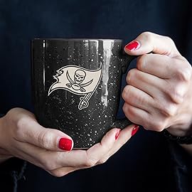 Rico Industries NFL Football Tampa Bay Buccaneers Alternate 16 oz Team Color Laser Engraved Speckled Ceramic Coffee Mug