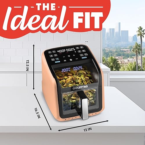 Miniatura 9 de Gourmia Freidora de aire de 7 cuartos de galón Ventana panorámica fácil de ver y luz interior, cocina guiada con 12 ajustes preestablecidos de un