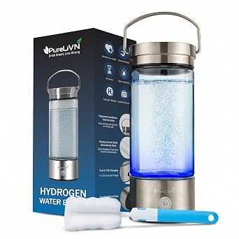 Hydrogen Water Bottle, Hydrogen Water Bottle Generator 420ml14Oz SPE-PEM Technology, USB-C Rechargeable Hydrogen Generator with Foldable Carry Handle & Brush