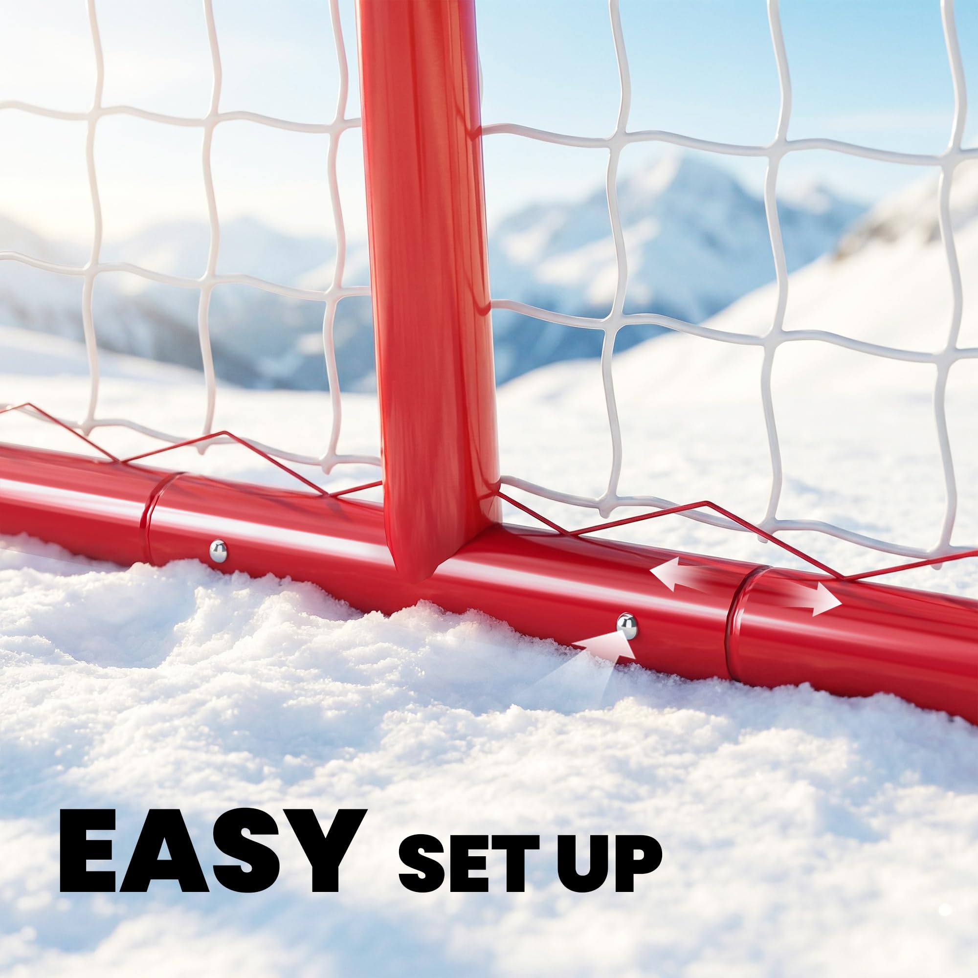 Soozier Mini Hockey Goal, Easy Setup Hockey Net with Metal Frame, Lightweight & Portable, Indoor & Outdoor Training Equipment - 5