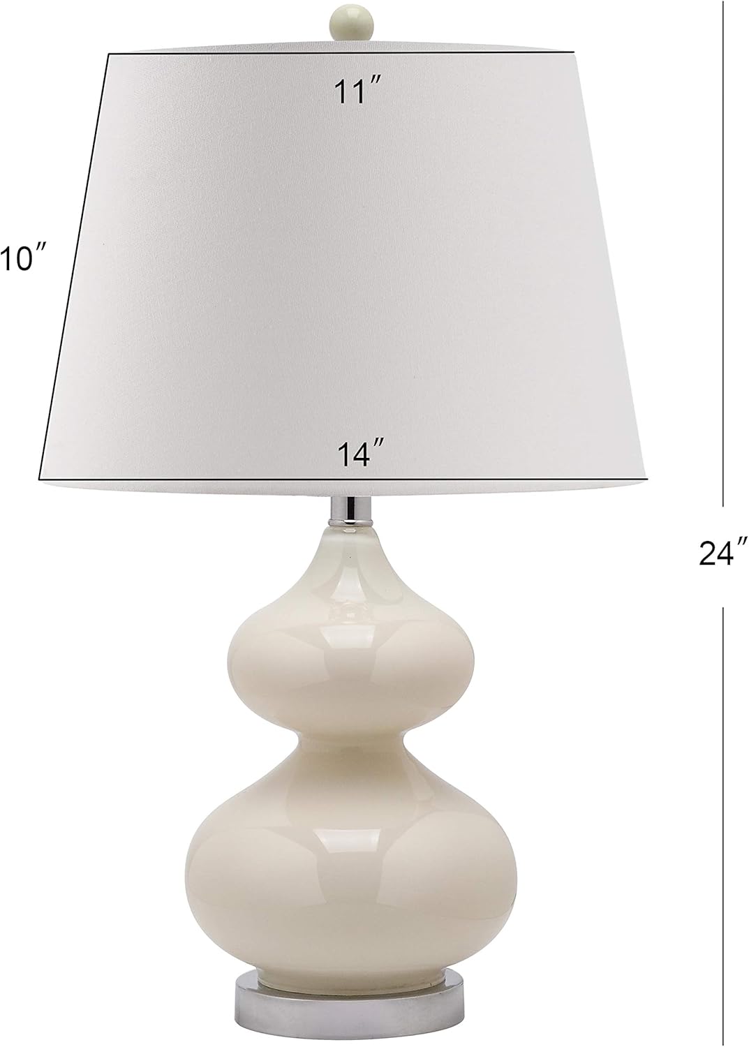 SAFAVIEH Lighting Collection Eva Modern Contemporary Pearl Double Gourd Glass 24-inch Bedroom Living Room Home Office Desk Nightstand Table Lamp Set of 2 (LED Bulbs Included)