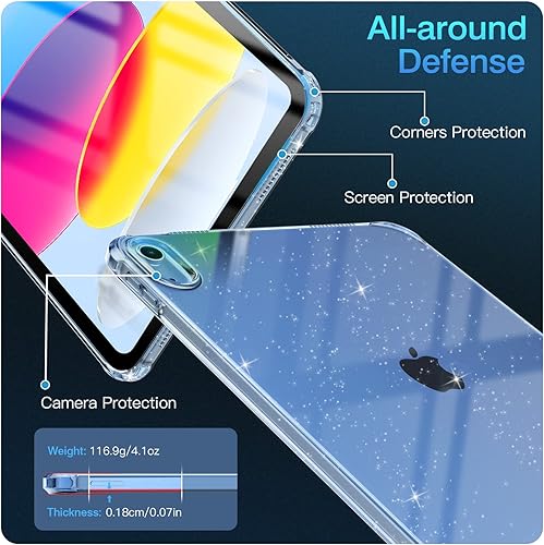 Vista 51 de TiMOVO Funda transparente para iPad (A16) 11ª generación de 11 pulgadas 2025, iPad de 10.9 pulgadas 2022, funda protectora trasera transparente