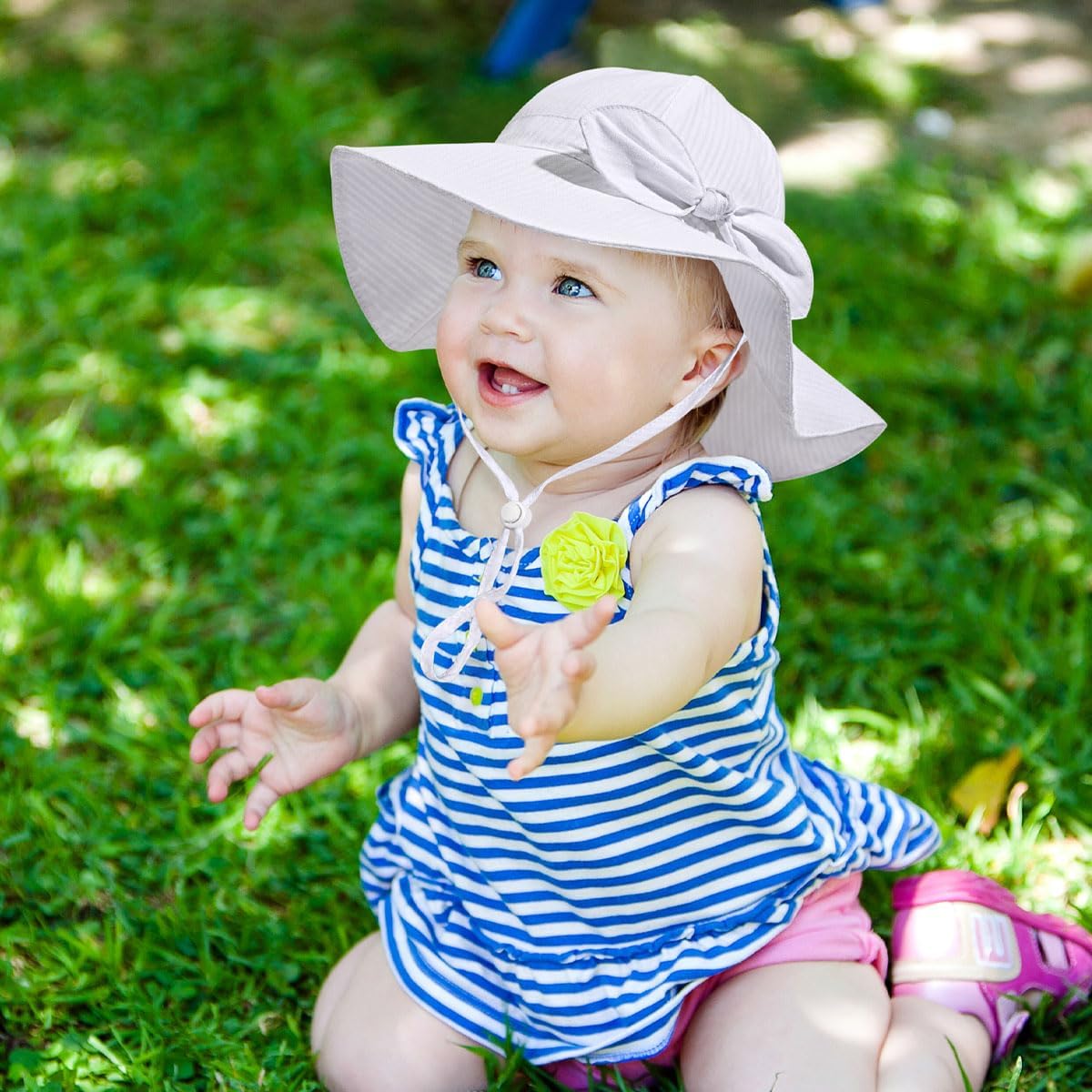 Baby Girl Sun Hat Summer Foldable Beach Hats with UPF50+ Sun Protection Wide Brim Toddler Bucket Hat Cap - Image 6