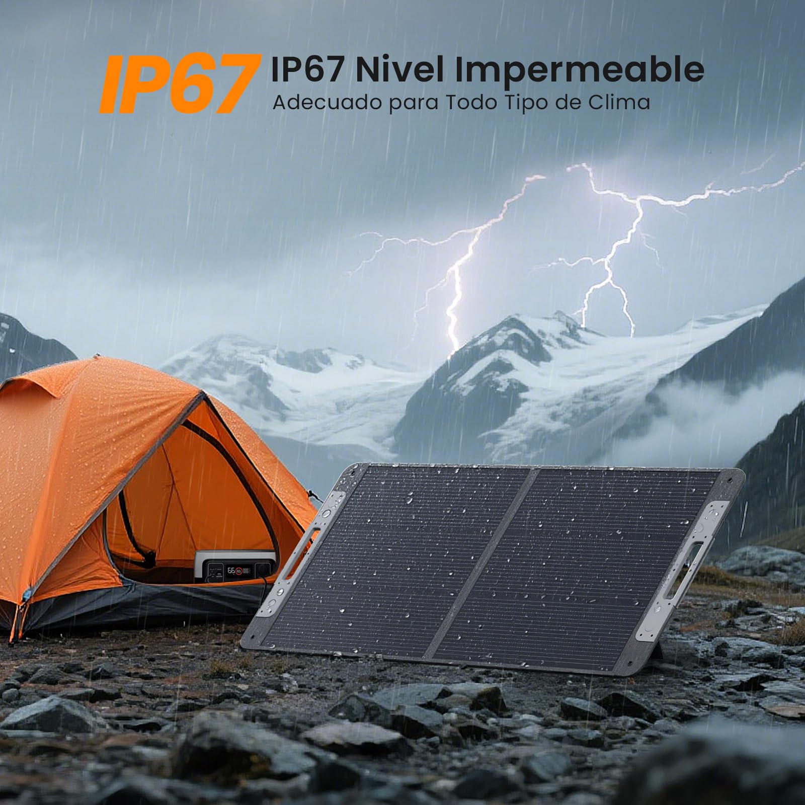 Panel Solar Portátil 110W 19.8V, Ligero y Plegable Panel Solar Monocristalino,N-Type 16 Busbars, Salidas USB-A 3.0 y Type-C, Ideal para Camping, Pesca,Senderismo y Caravaning