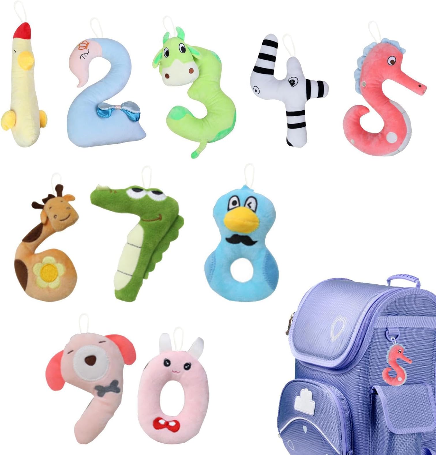Stuffed Number Figure,Cuddly Stuffed Doll - Plush Number 0-9 Figurine for Kid - for Living Room Shelf Table Study Nursery Girlfriend Wife Friend Sister Daughter Kid Boys Girls
