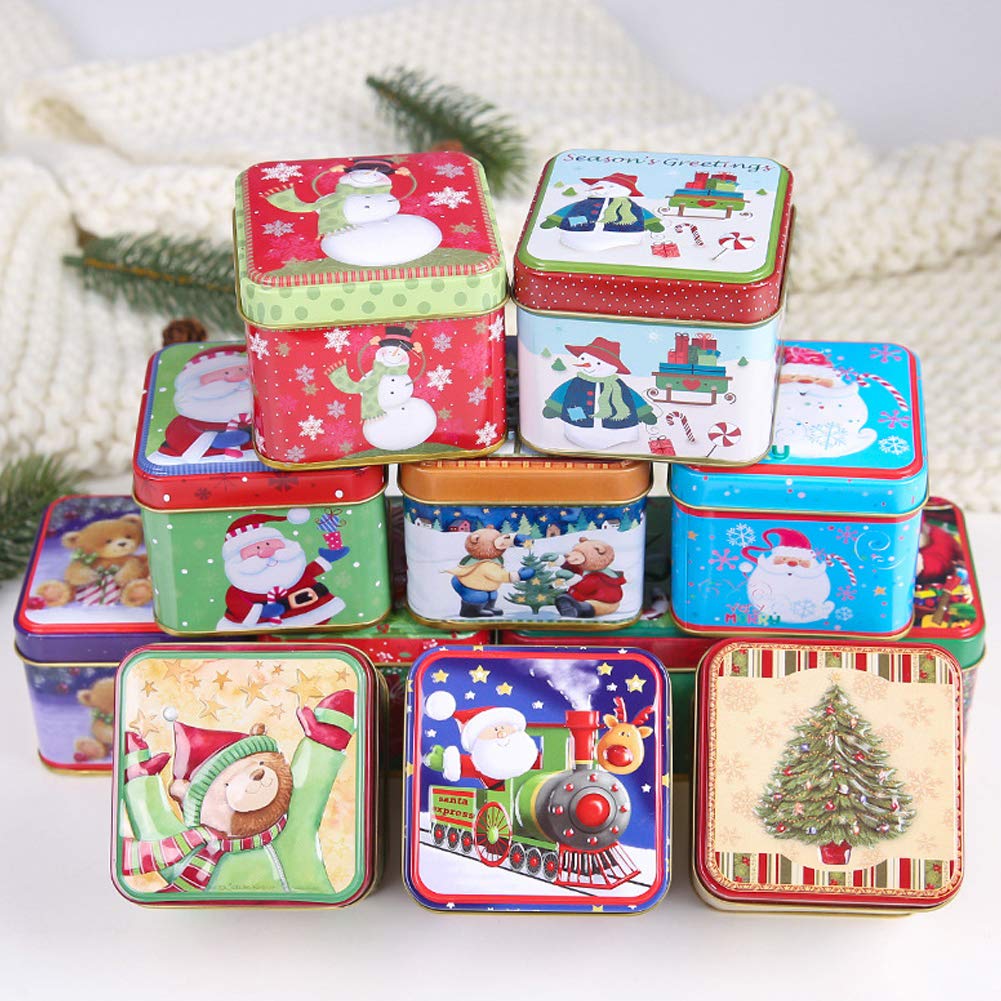 Bekecidi Weihnachts-Geschenkboxen – 12 Stück, 8,5x8,5x9 Cm, Für Süßigkeiten, Kekse & Kleine Geschenke