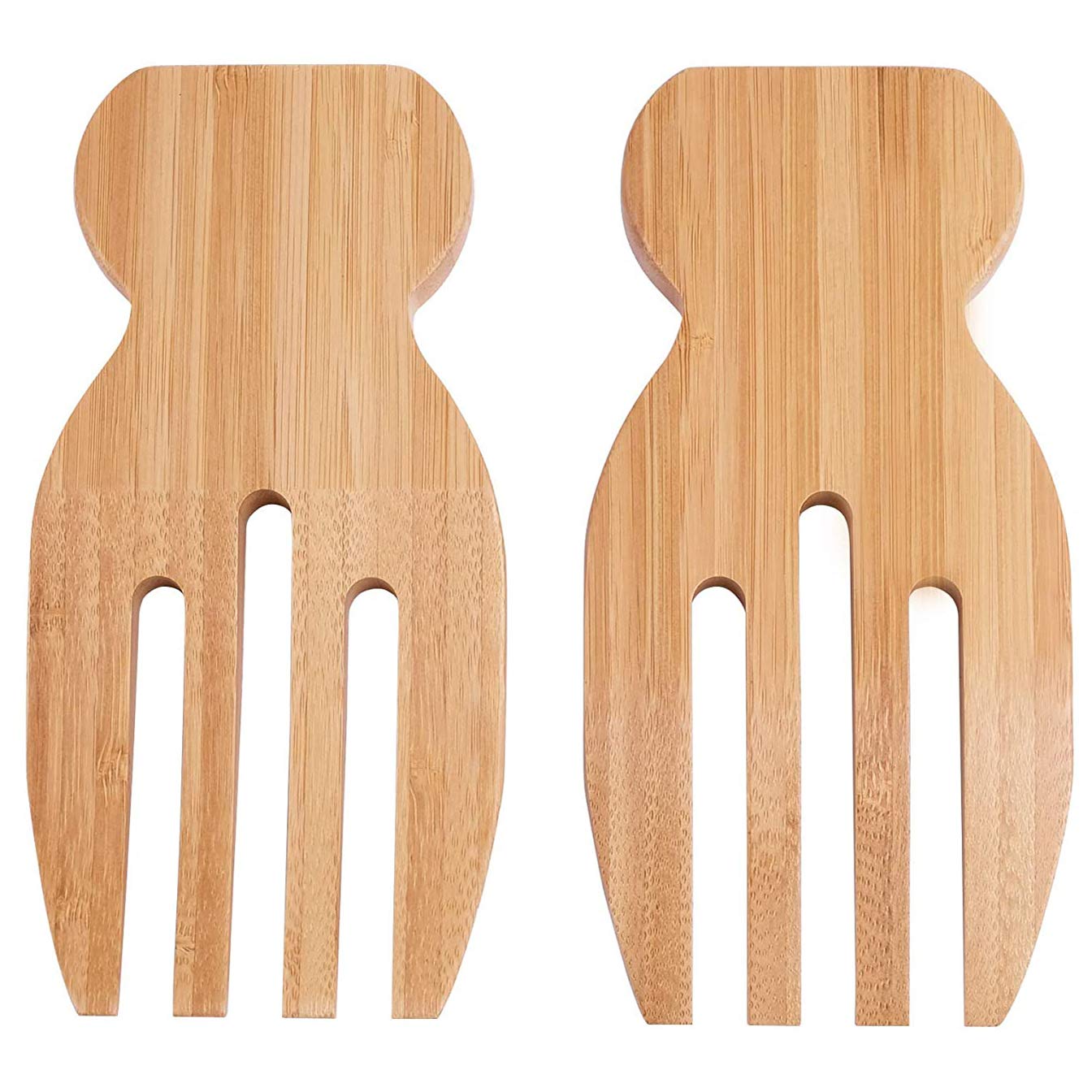 Funito Bamboo Salad Claws Set of 2, Brown, 18x9cm
