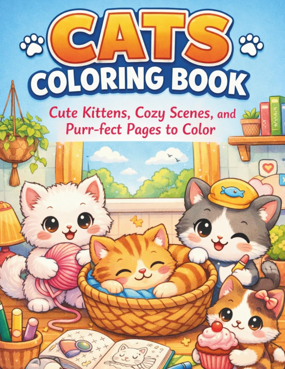 Cats Coloring Book: Cute Kittens, Cozy Scenes, and Purr-fect Pages to Color | 50+ Beautiful Illustrations