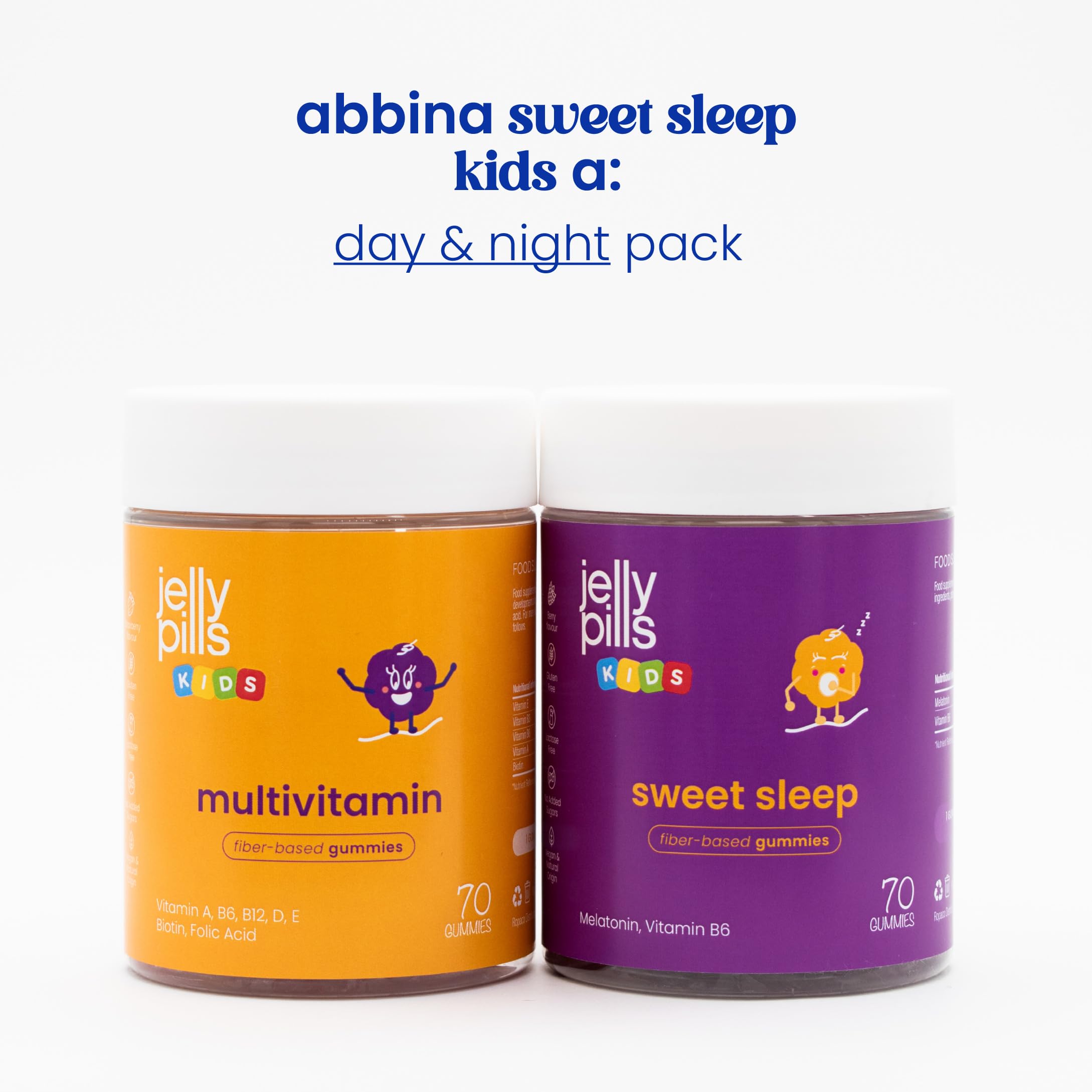 Jelly Pills Gummies Melatonina Bambini 0,5 mg + Vitamina B6-70 Gummies Vegane per 2 mesi - Senza Zuccheri Aggiunti - Gusto Frutti di Bosco Naturale