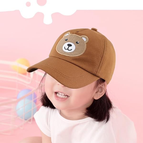 XIAOHAWANG Coton Enfant Casquette Broderie Ours Lapin Chapeau pour Bébé Fille Garçon Chapeaux De Soleil 6 Mois-10 Ans - 2