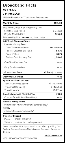 Vista 20 de Mint Mobile - Plan de telefonía con llamadas, SMS y datos ilimitados durante 3 meses (Tarjeta SIM 3 en 1)
