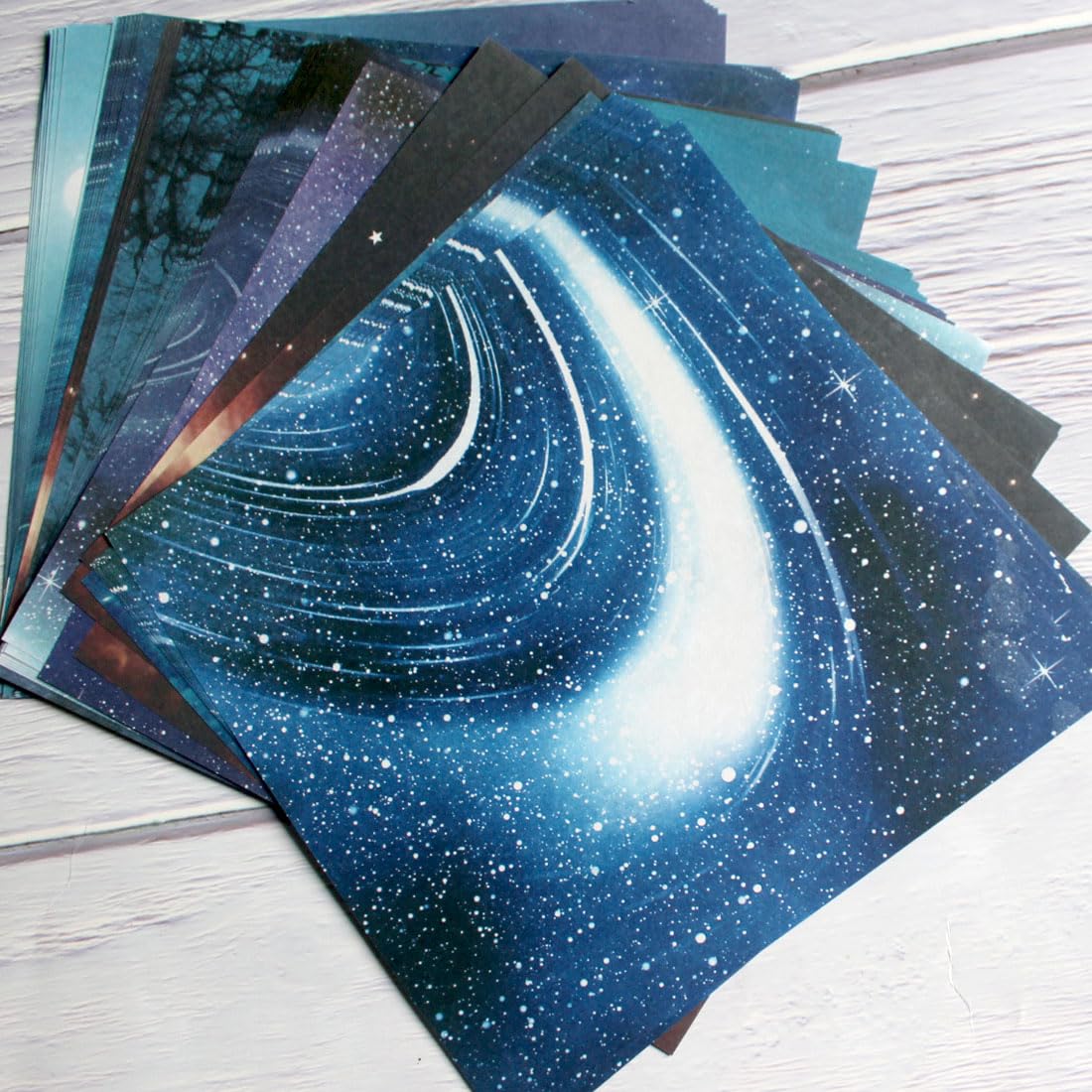 50 Sheets Origami Paper Large 20cm x 20cm Patterned Double-Sided Starry Night Theme Paper Origami Paper Set for Decoupage Handmade Crafts