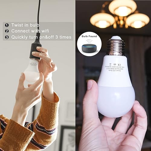 Miniatura 3 de Lurious Bombilla inteligente WiFi, bombillas LED que cambian de color que funcionan con Alexa y Google Home (paquete de 3)