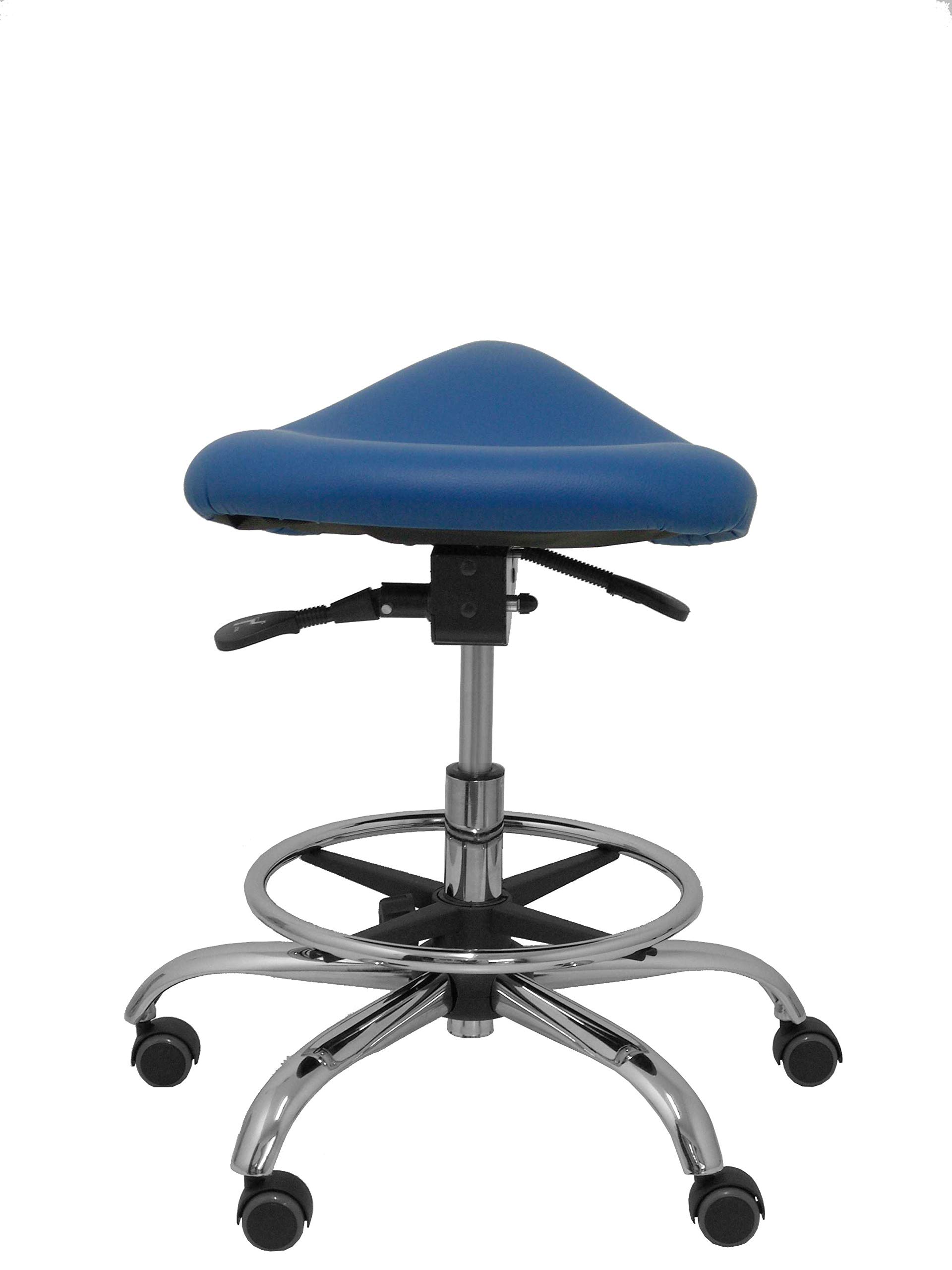 Piqueras y Crespo Taburete clínico, Piel, Azul, Talla Unica