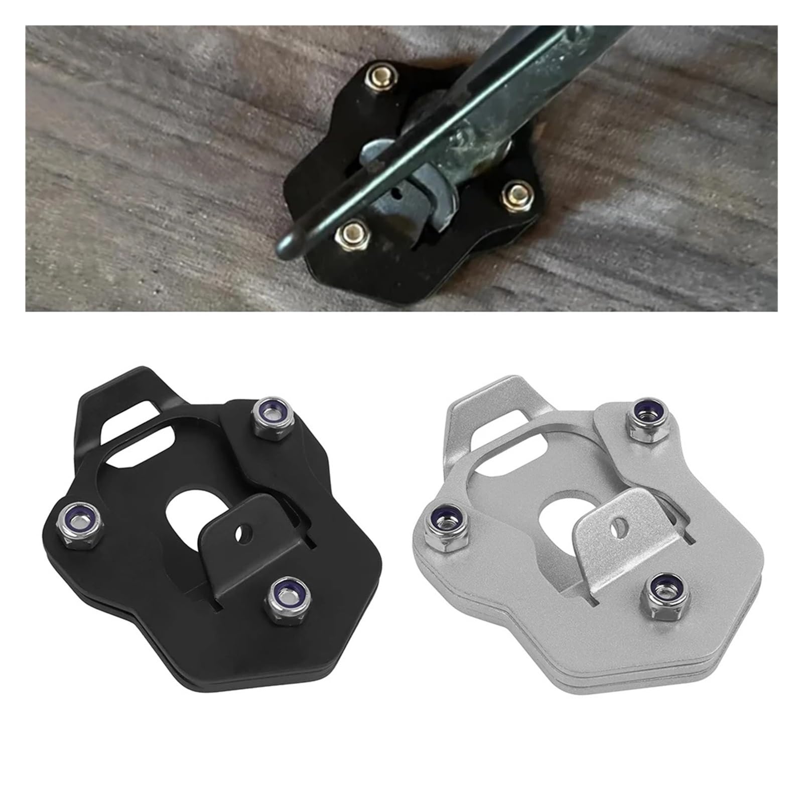 Cavalletto per moto Estensione del cavalletto laterale piede cuscinetto di estensione per moto(Nero)