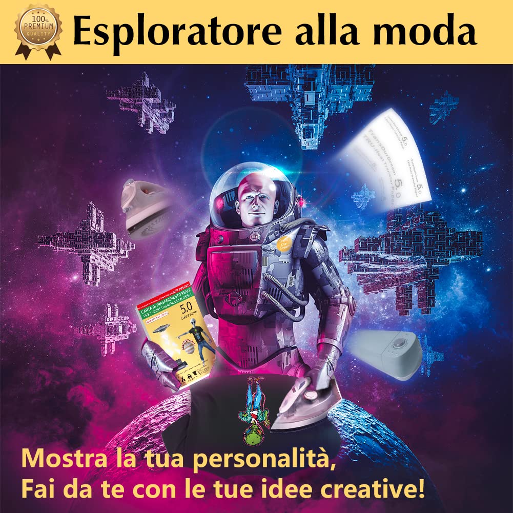 TransOurDream Carta per trasferimento a Getto d'inchiostro Reale,Carta termoadesiva per Tessuti Scuri, Non Stampa a Specchio, Fogli DIN A4X20, Carta per Magliette a Colore: Scuro(I-3-5.0-20)