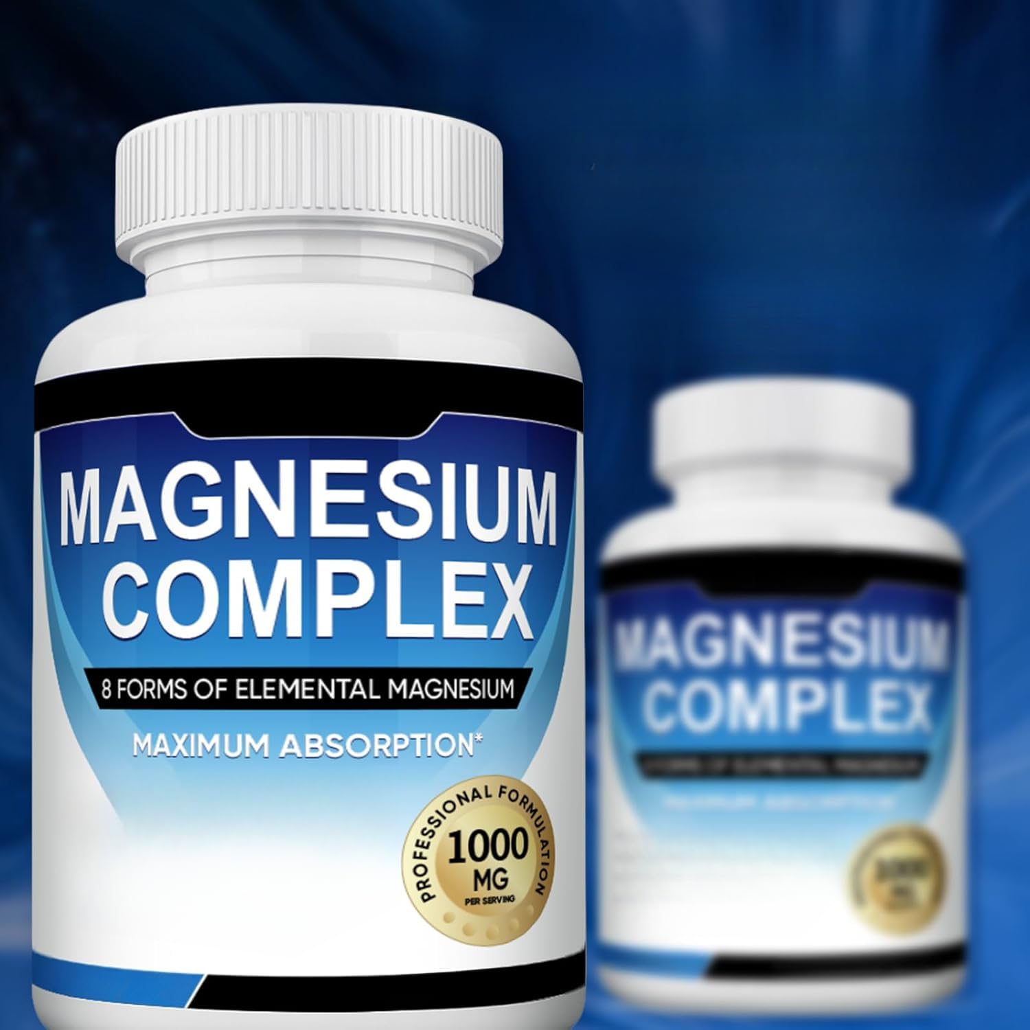Magnesiumkomplex, 8 in 1, – Glycinat, Citrat, Malat für einfache Absorption, unterstützt Entspannung, Schlaf, Muskelfunktion und Knochengesundheit, Oxid, Aspartat, Orotat, gentechnikfrei