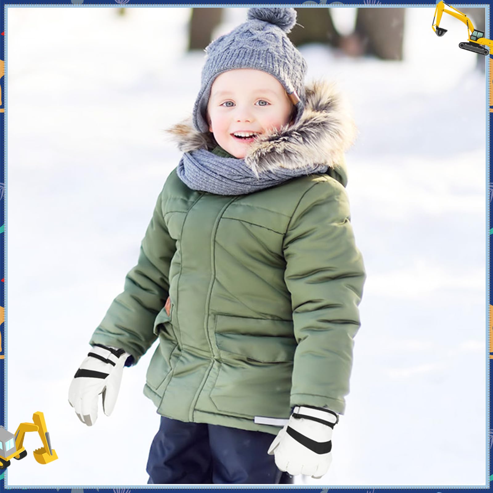 QKURT Kinder-Skihandschuhe, wasserdichte Winterhandschuhe, warme, Winddichte Schneehandschuhe, Touchscreen-Handschuhe, Winterhandschuhe für kaltes Wetter, Unisex, 4–12 Jahre Fashion