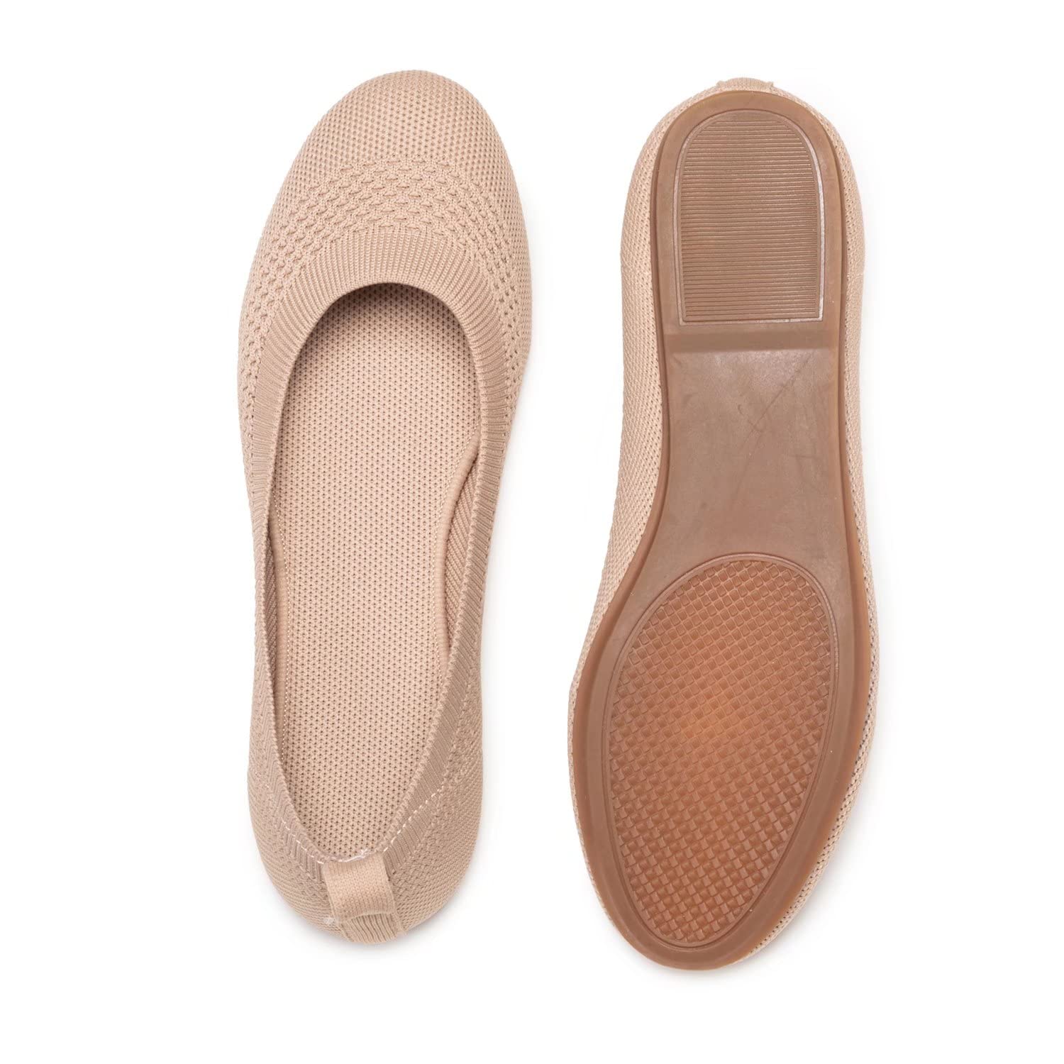 Frank Mully Ballerines Plates à Enfiler en Tricot pour Femme - Escarpins à Bout Rond