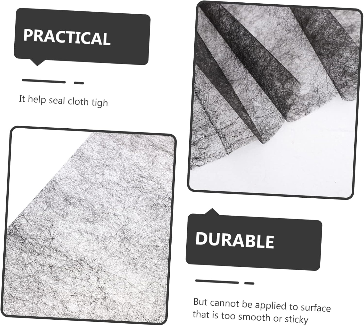 OSALADI Adhesive Lining Paper for Sewing Fabric Fusible Patchwork Quilting Interfacing Polyester Garment Lining Black Interlining
