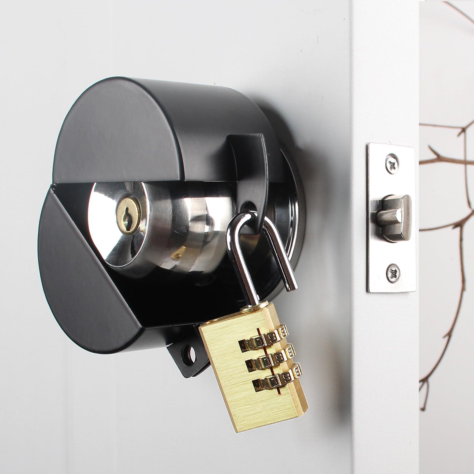 TEMEILI Door Knob with Lock,Without Drilling,Dementia Door Handle