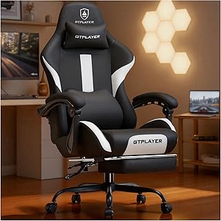 GTPLAYER Gaming Stuhl, Gamer Stuhl, Atmungsaktiver Bürostuhl aus Hochwertigem Stoff, Ergonomischer PC-Stuhl, Verstellbarer und Drehbarer Schreibtischstuhl 150KG, schwarz