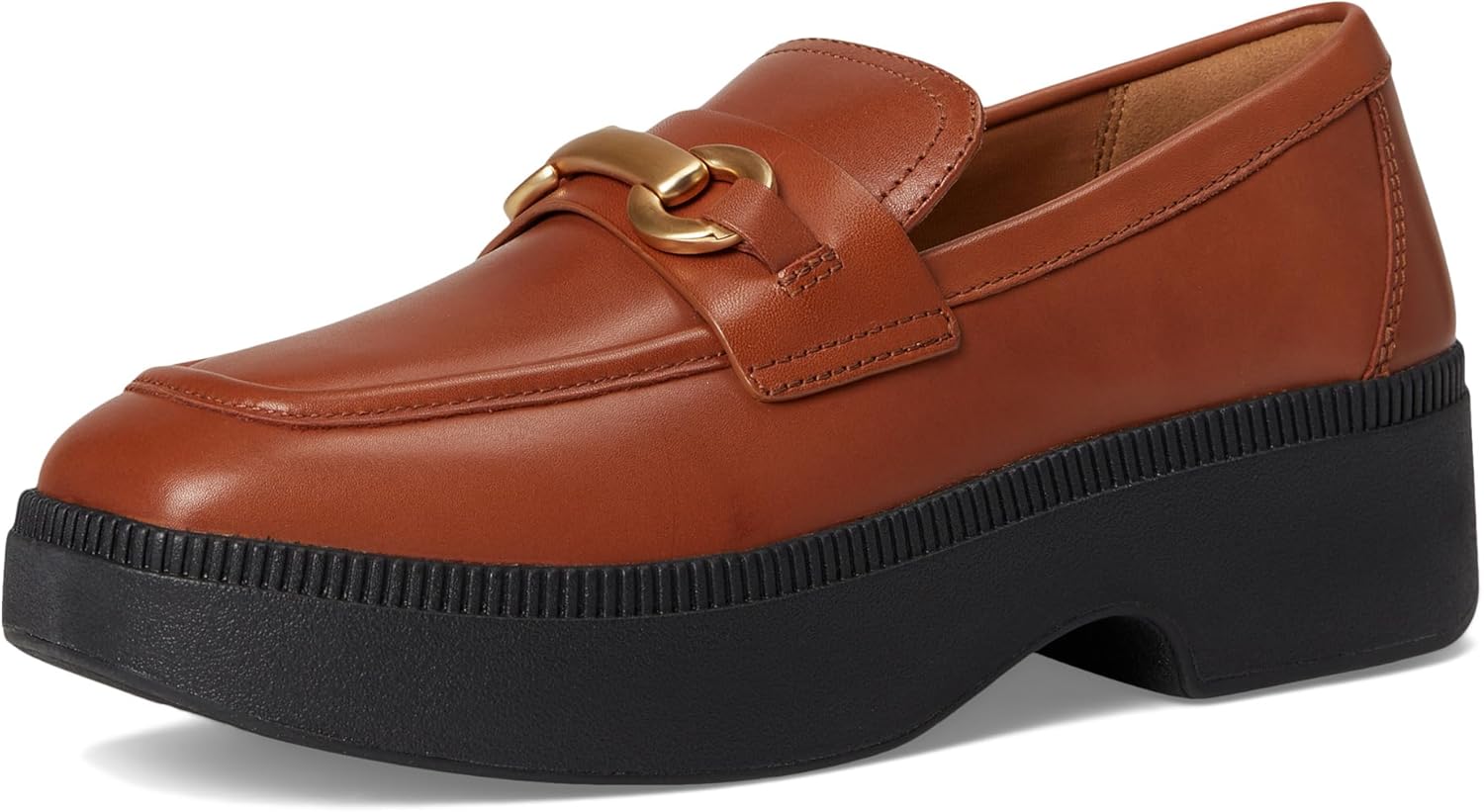 FitFlop Womens F-luma Chunky-Snaffle Leather Demi-Wedge Loafers