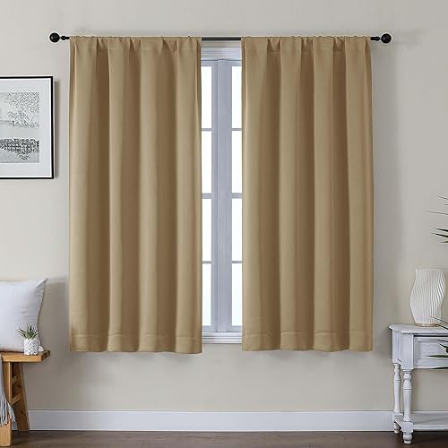 Miniatura 95 de Gwine - Cortinas opacas negras para dormitorio de 84 pulgadas de largo, juego de 2 paneles, cortinas sólidas reductoras de ruido con aislamiento