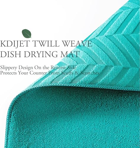 Miniatura 6 de KDIJET Juego de 2 alfombrillas de secado de platos, tamaño XL, color azul carbón, esculpidas, de microfibra, ultra absorbente, para encimera de