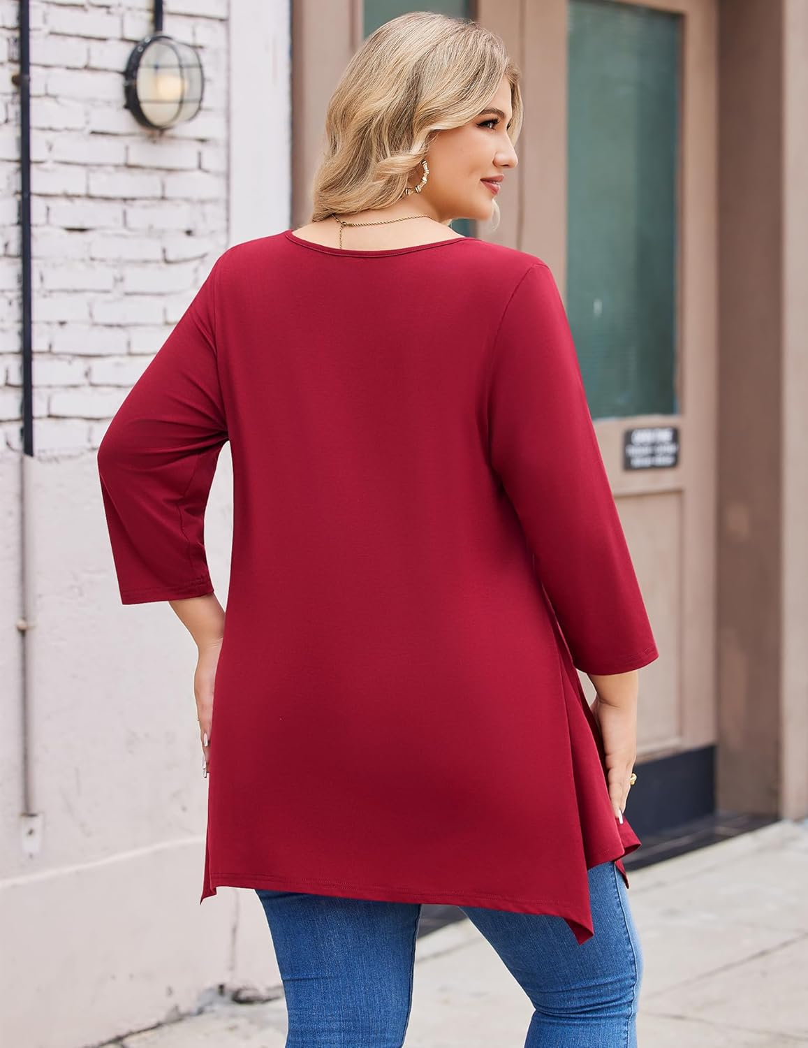 IN'VOLAND Plus Size Tops for Women 3/4 Sleeve Shirts Tunic Tops to Wear with Leggings Loose Fit Summer Fall Clothes - Image 6