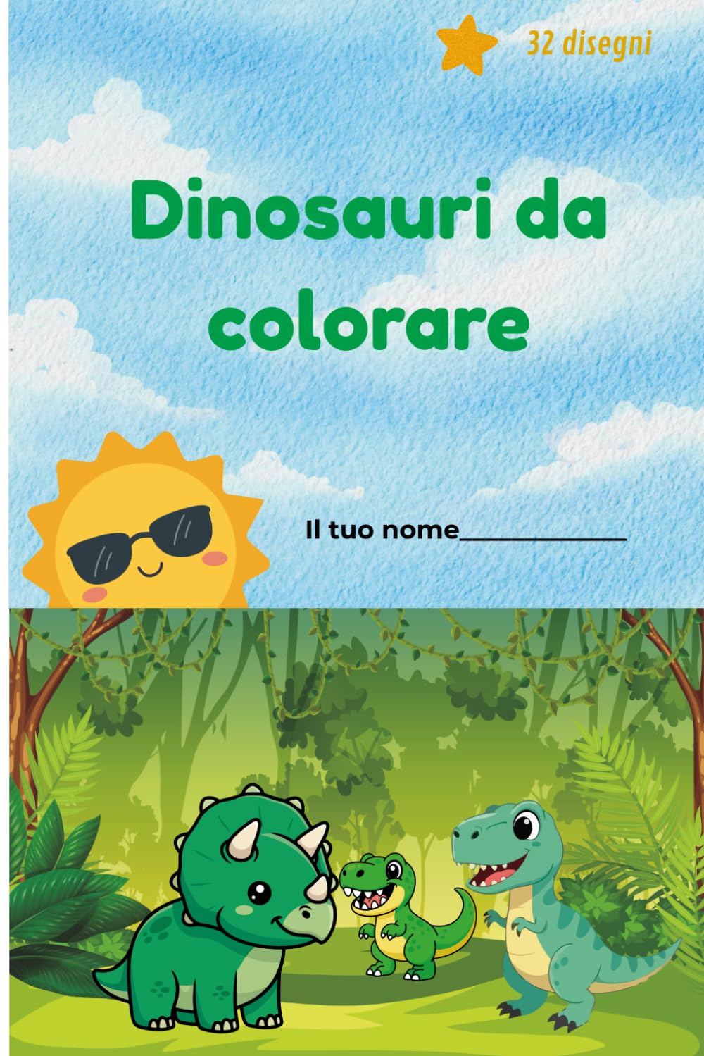 Dinosauri da Colorare per Bambini 3-8 Anni: Disegni facili e divertenti di T-Rex, Triceratopo e dinosauri preistorici