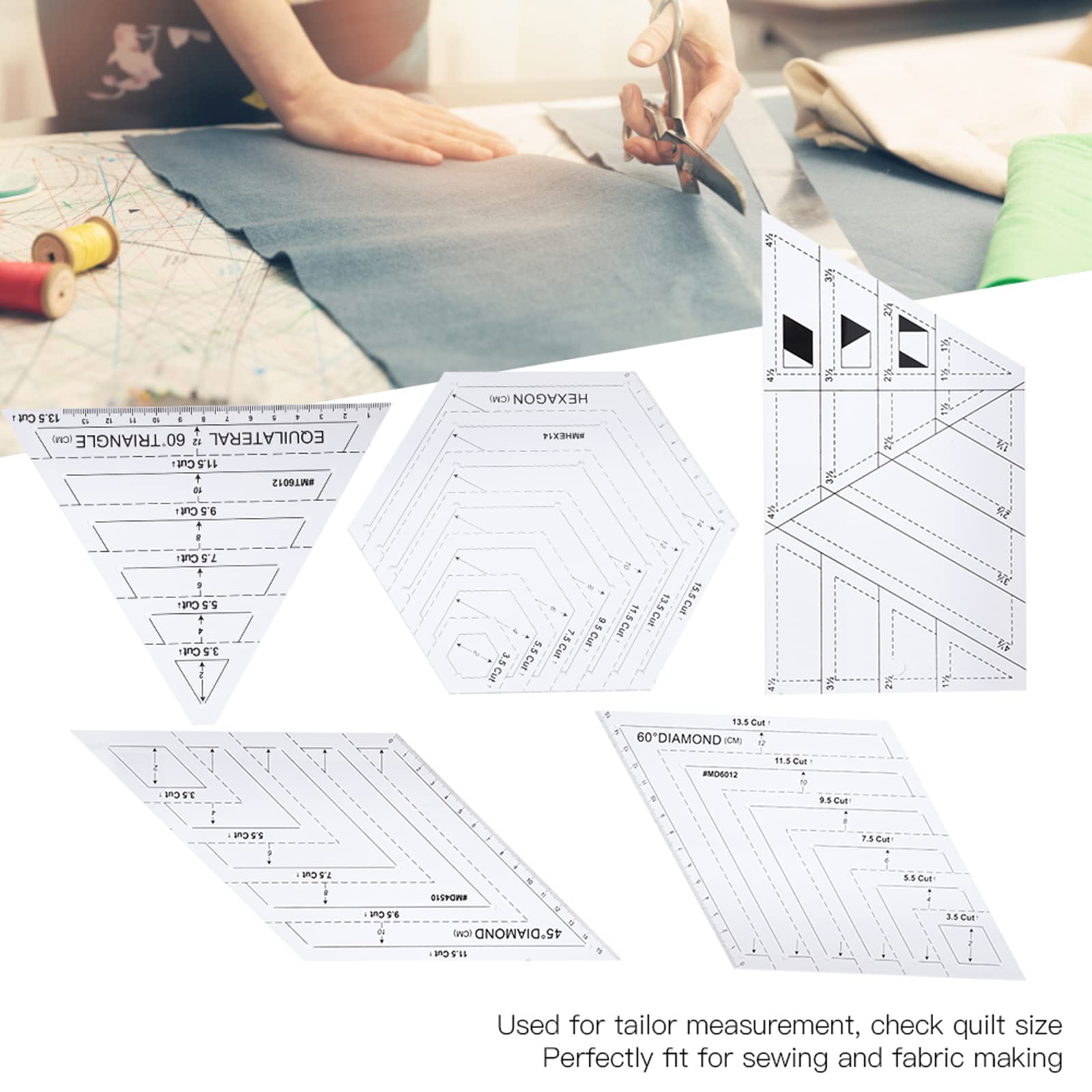 5 Règles De Couture Transparentes Tissting - Pour Patchwork, Quilting, Coupe Précise Tissu/cuir/papier, 20,5x14 Cm Max