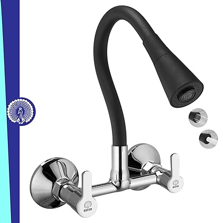 MAYUR CICH Brass Kitchen Sink Mixer Tap with Flexible Dual Flow Spout (Chrome Finish) for Hot and Cold Water (FUSION-2704BDF)