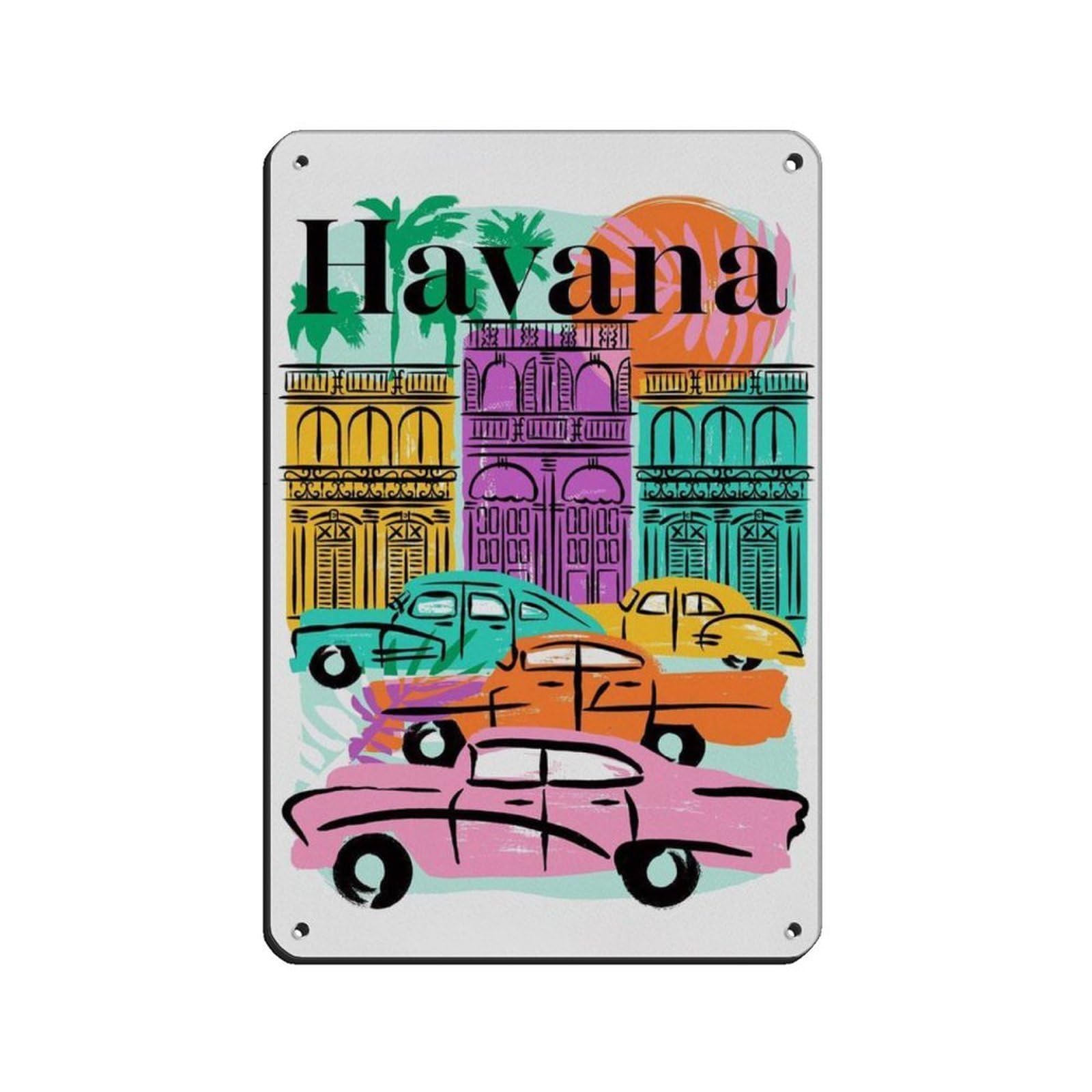 Poster de voyage Cuba en métal vintage 20 x 30 cm pour maison et bar