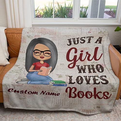 Miniatura 2 de Just A Woman Who Loves - Manta de lectura personalizada para amantes de los libros, regalos de cumpleaños para el día de San Valentín para amantes