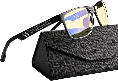 Miniatura 93 de ANYLUV Gafas de bloqueo de luz azul para hombre, gafas de juegos de computadora, ligeras, de metal Al-Mg, protección ocular antifatiga ocular