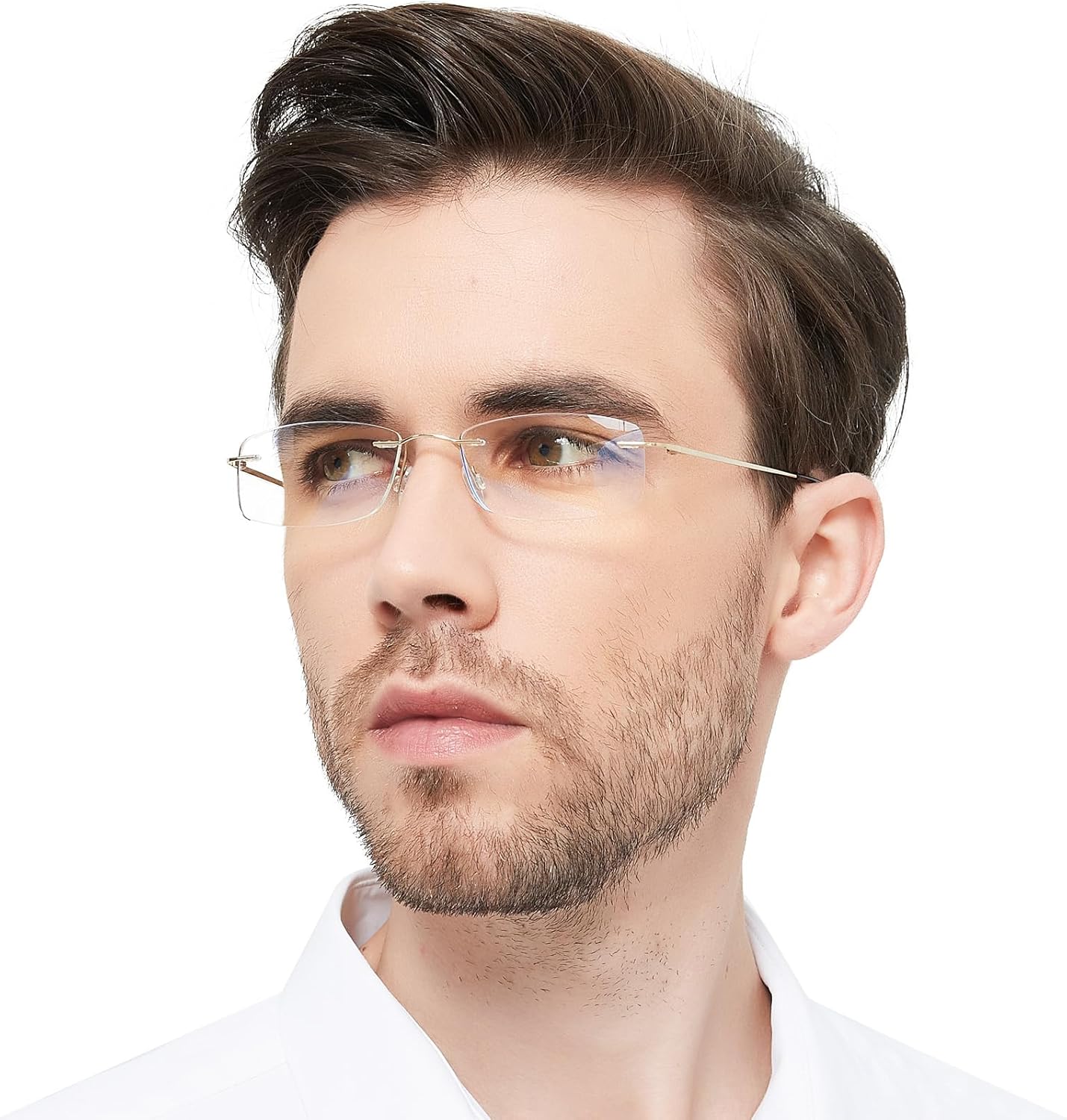 OCCI CHIARI Blue Light Blocking Reading Glasses for Men Titanium Frameless Readers Lightweight