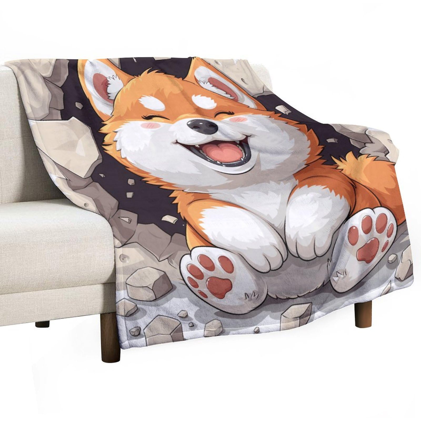 ECWECC Throw Blankets Corgi Dog Animal Print Blanket Great Gifts for Girls Fluffy Snugly Soft Warm Fuzzy Blanket for Bedroom Living Room Sofa Office Christmas/Thanksgiving Graduation 40"x60"inch