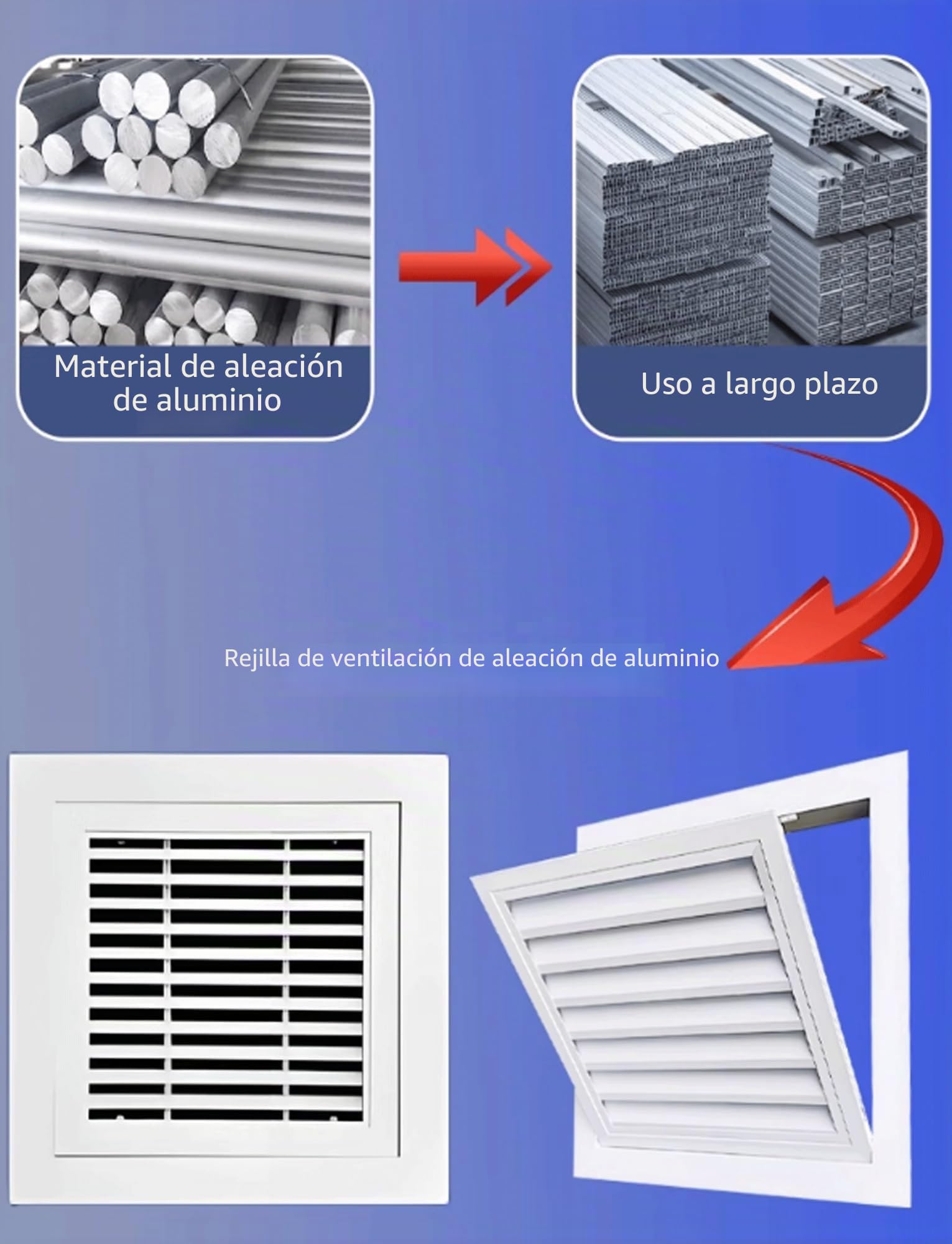 Rejilla de ventilación mural abatible de aluminio con rejillas de ventilación, rejilla de ventilación exterior impermeable for pared(50x50cm/19.5x19.5in)